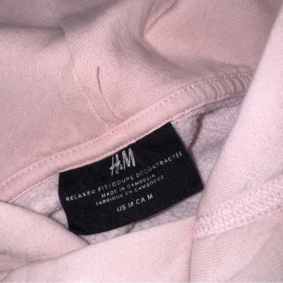 H&M Relaxed Fit Pink Pullover Hoodie Sweater Men’s Size Medium - Picture 3 of 3